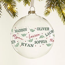 Festive Holiday Repeating Name Personalized Glass Bulb Ornament - 49153