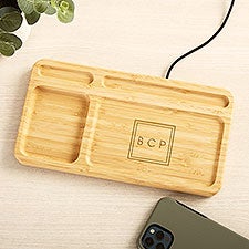 Classic Celebrations Engraved Bamboo Charging Valet Tray  - 49163