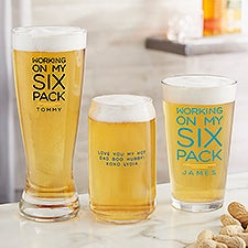 Working On My Six Pack Personalized Beer Glass Collection  - 49197