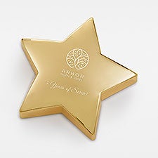 Engraved Logo Gold Star Paperweight - C18193