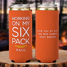Working On My Six Pack Personalized Slim Can Cooler  - 49211