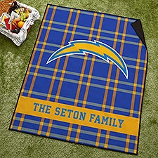 NFL Los Angeles Chargers Personalized Plaid Picnic Blanket - 49243
