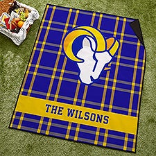 NFL Los Angeles Rams Personalized Plaid Picnic Blanket - 49247