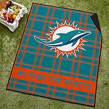 NFL Miami Dolphins Personalized Plaid Picnic Blanket - 49248