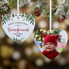 Grandparents First Christmas Personalized Heart Ornament - 49278