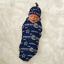 NFL Dallas Cowboys Personalized Baby Hat  Receiving Blanket Set  - 49287