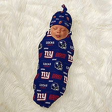 NFL New York Giants Personalized Baby Hat  Receiving Blanket Set  - 49295
