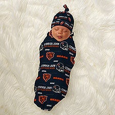 NFL Chicago Bears Personalized Baby Hat  Receiving Blanket Set  - 49298