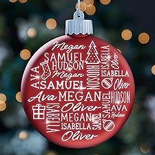 Holiday Repeating Name Personalized LED Glass Ornament - 49331
