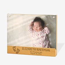 Babys First Year Engraved Acrylic Picture Frame with Wood Base  - 49344