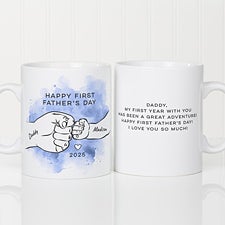 First Fathers Day Fist Bump Personalized Oversized Coffee Mug  - 49359