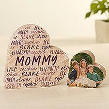 Grateful Heart Personalized Wooden Repeating Name Heart Keepsake Gift - 49418
