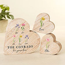 Birth Month Flower Personalized Wooden Heart  - 49419
