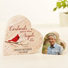 Cardinal Memorial Personalized Wooden Heart Keepsake - 49425