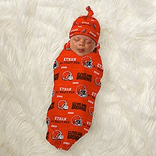 NFL Cleveland Browns Personalized Baby Hat  Receiving Blanket Set  - 49453