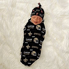NFL New Orleans Saints Personalized Baby Hat  Receiving Blanket Set  - 49454