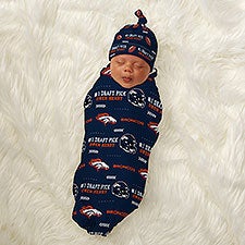 NFL Denver Broncos Personalized Baby Hat  Receiving Blanket Set  - 49464