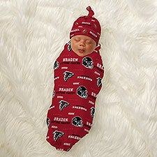 NFL Atlanta Falcons Personalized Baby Hat  Receiving Blanket Set  - 49486