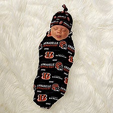 NFL Cincinnati Bengals Personalized Baby Hat  Receiving Blanket Set  - 49489