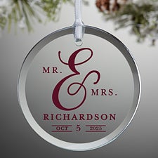 Moody Chic Personalized Wedding Glass Ornament  - 49626