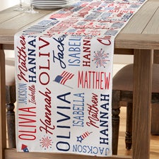 Patriotic Repeating Name Personalized Table Runner - 49764