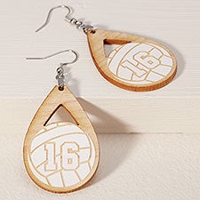Volleyball Personalized Wood Dangle Earring - 49830