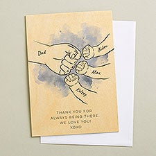 Dads Fist Bump Personalized 5x7 Wooden Greeting Card  - 50030