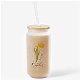 Birth Month Flower Single Personalized Frosted Iced Coffee Tumbler - 50343