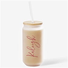 Trendy Script Personalized Frosted Iced Coffee Tumbler - 50347