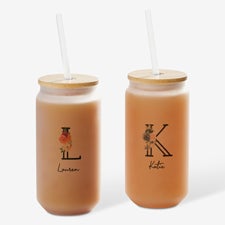 Colorful Floral Personalized Frosted Iced Coffee Tumbler - 50350