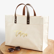 Metallic Foil Name Personalized Canvas Tote Bag  - 50442