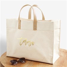 Metallic Foil Name Personalized Canvas Tote Bag  - 50442
