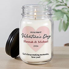 Our First Valentines Day Personalized Farmhouse Candle Jar  - 50566