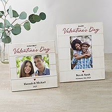 Our First Valentines Day Personalized Shiplap Picture Frames - 50567