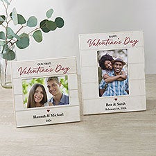 Our First Valentines Day Personalized Shiplap Picture Frames - 50567