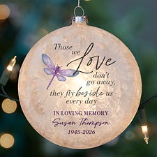 Dragonfly Personalized Memorial Light Up Frosted Glass Ornament - 50775