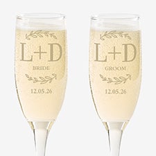 Their Initials Personalized Wedding Champagne Flute Set - 50827