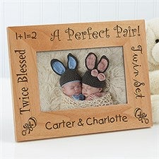 Personalized Twins Wood Picture Frame - A Perfect Pair - 5085