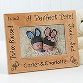 Personalized Twins Wood Picture Frame - A Perfect Pair - 5085