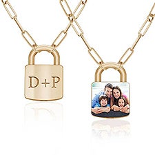 Personalized Initial  Photo Padlock Necklace  - 51230D