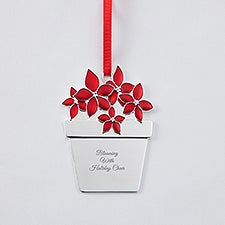 Engraved Poinsettia Enamel  Metal Ornament   - 51326