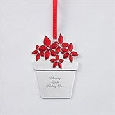 Engraved Poinsettia Enamel  Metal Ornament   - 51326