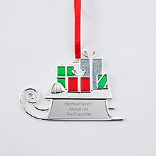 Engraved Silver Sled with Presents Metal Ornament  - 51327