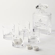 Personal Logo Etched Godinger Chateau Decanter and Glass 9 Piece Set - 51602