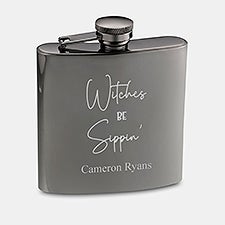 Engraved Witches Sippin Gunmetal Flask  - 51619