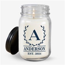 Laurel Wreath Personalized Farmhouse Candle Jar - 51705