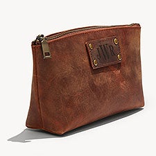 Personalized Distressed Leather Toiletry Bag - Brown - 51803D