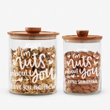 Nuts About...Personalized Glass Food Jars with Wood Lid - 51925