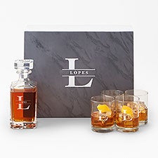 Whiskey Glass  Decanter Personalized Gift Set - Lavish Last Name  - 51957