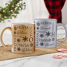 Christmas Snowflake Repeating Name Personalized 11 oz. Glitter Coffee Mug - 52202